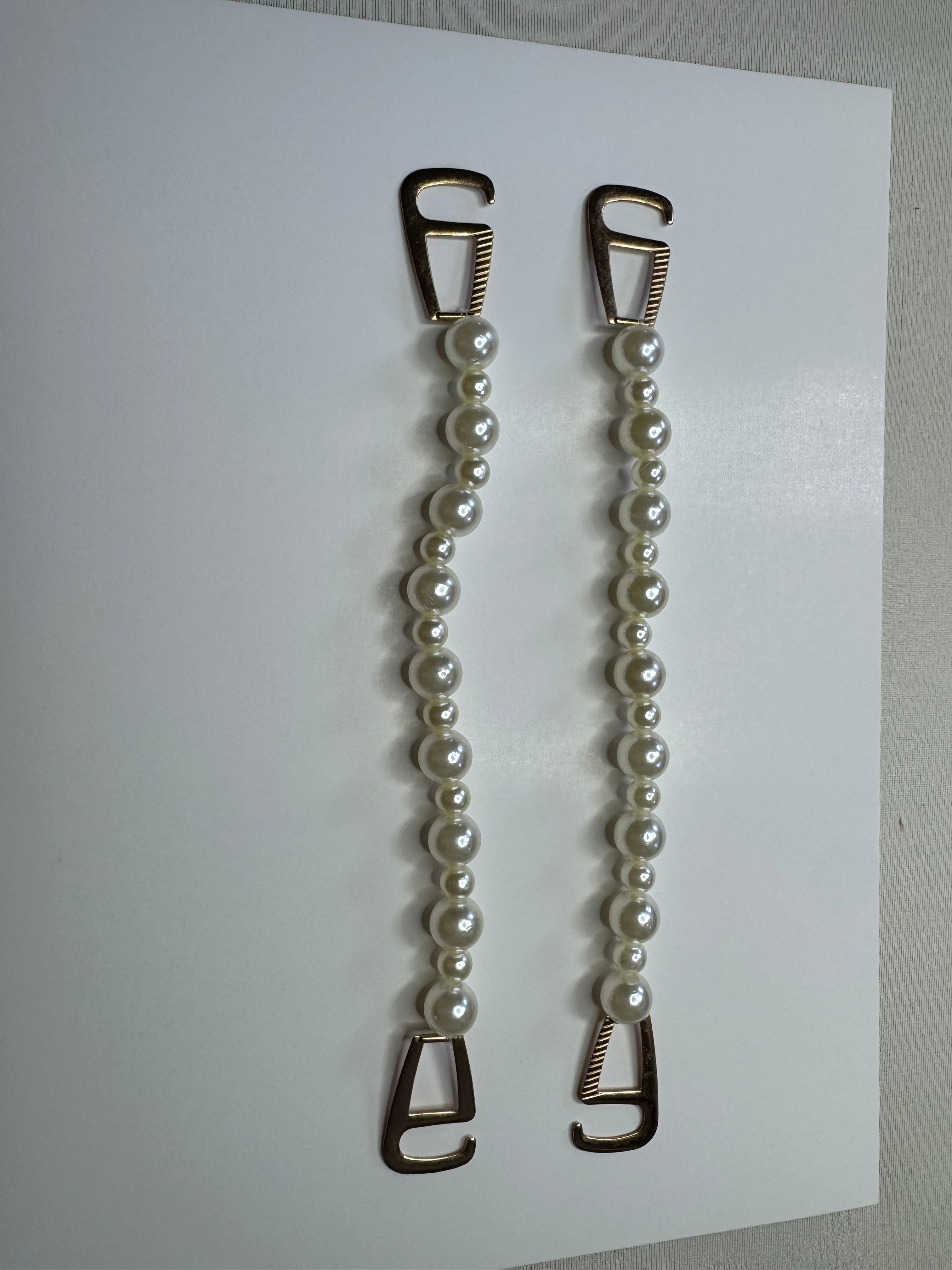 Pearl Shoe Chain Charms – Bling Rhinestone Shoe Accessories (2 Pcs)