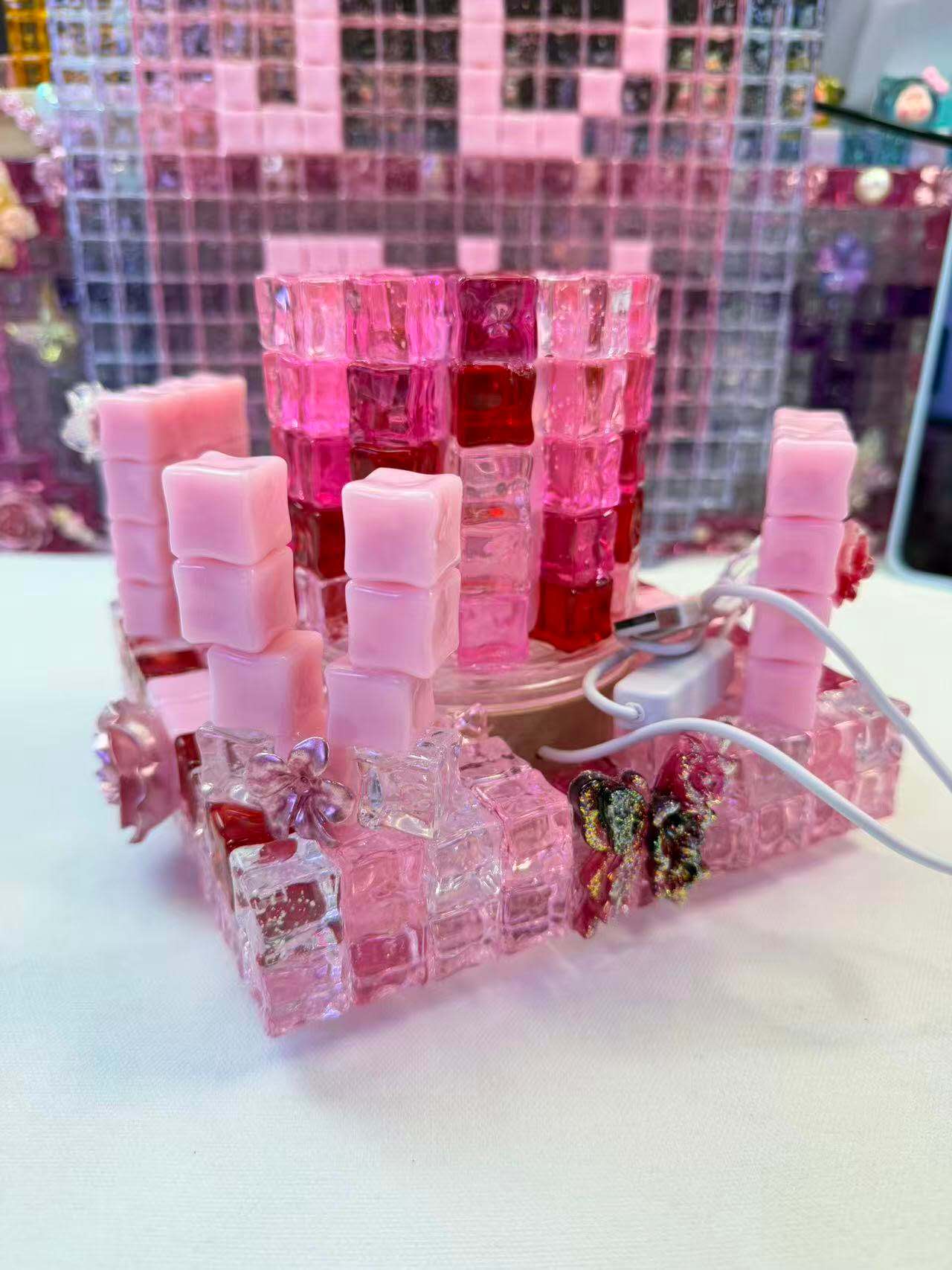 Turnable Pen holder / brush holder with Ice cube- Creamy Color