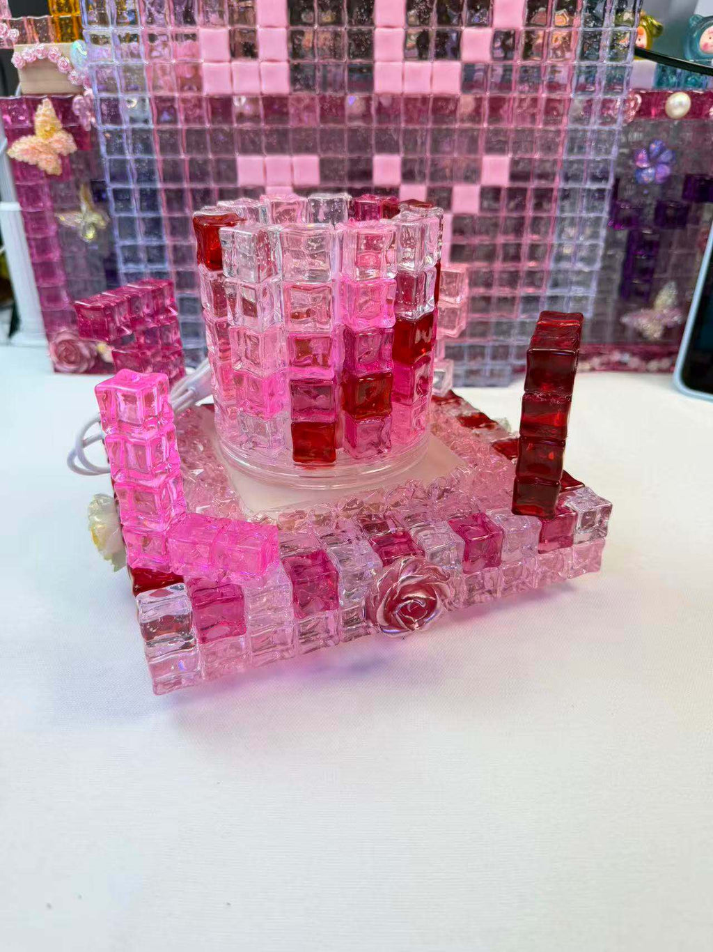 Turnable Pen holder / brush holder with Ice cube- Clear Color