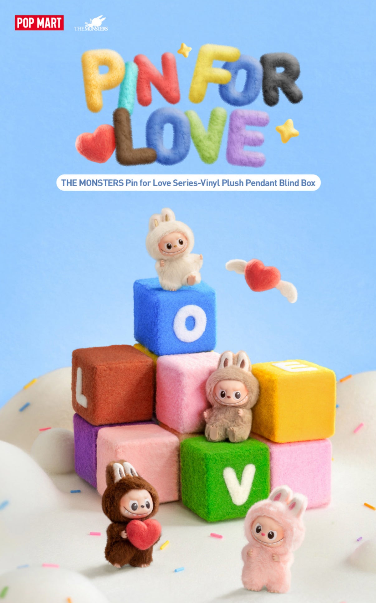Pop Mart Labubu The Monsters Pin for Love Series Vinyl Plush Pendant (A-M)  (14 Blind Box)