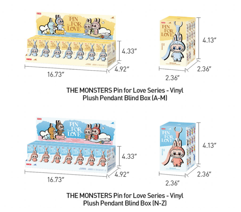 Pop Mart Labubu The Monsters Pin for Love Series Vinyl Plush Pendant (A-M)  (14 Blind Box)