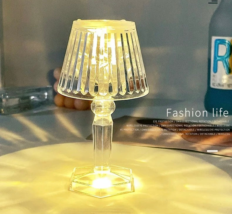 Crystal-Style LED Table Lamp – Modern Touch Control Night Light for DIY