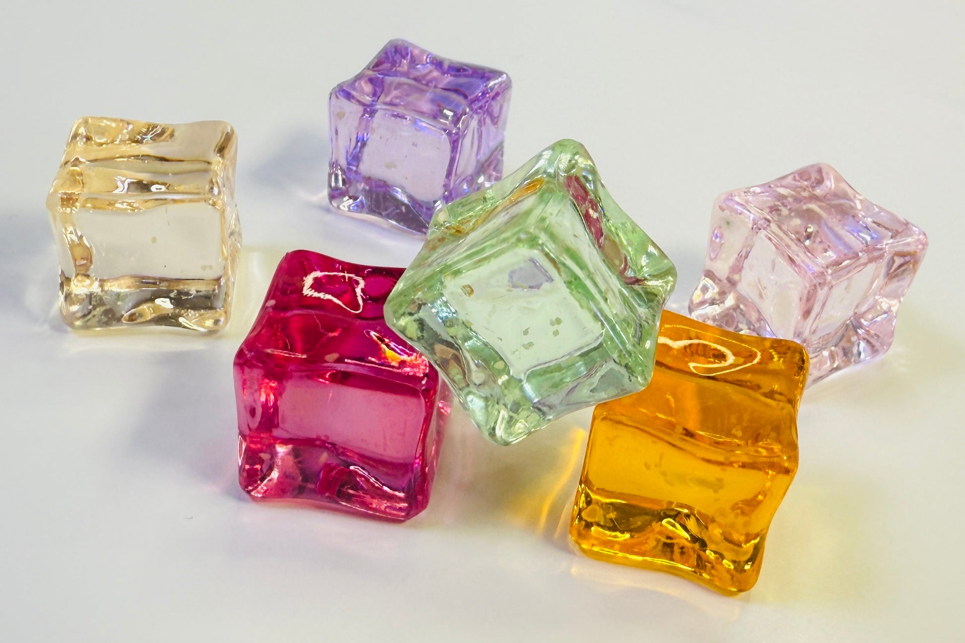 4. The Sugar Blossom 20 bags Glowin Resin Fake Ice Cubes - Random Packs of Realistic Acrylic Decorative Props for DIY Crafts Vases & Home Decor - Reusable & Colorful