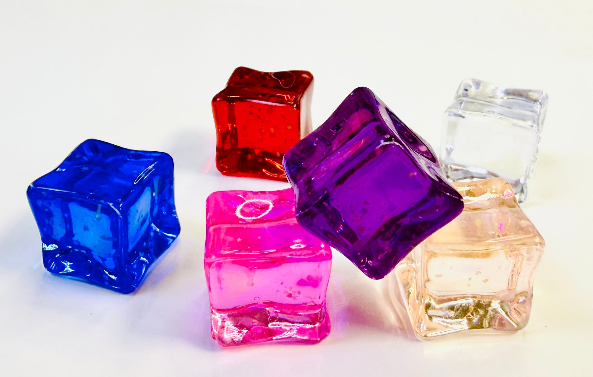 3. The Velvet Dusk 20 bags Glowin Resin Fake Ice Cubes - Random Packs of Realistic Acrylic Decorative Props for DIY Crafts Vases & Home Decor - Reusable & Colorful